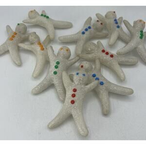 Set 10 Vtg Blown Glass Snowman Gingerbread Christmas String Light Covers 3.5"